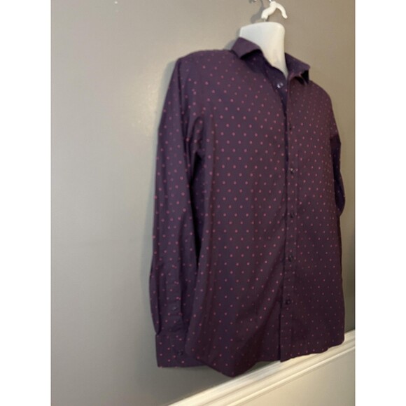 Old Navy Shirt Mens Medium Purple Red Slim Fit The Signature Button Down Stretch - Picture 2 of 6